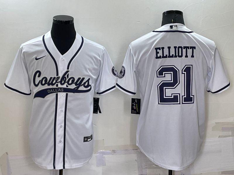 Men Dallas Cowboys 21 Elliott White 2022 Nike Co branded NFL Jersey